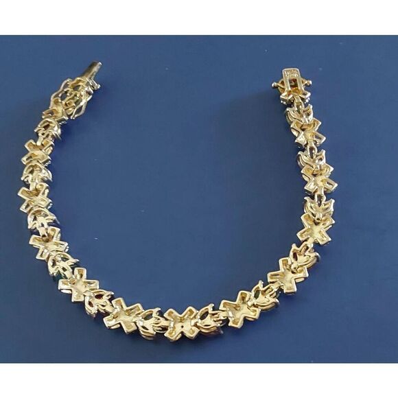 Gorgeous 18K/925SS "XO" Diamond Accent Multi-Gemstone Tennis Bracelet - Picture 4 of 4